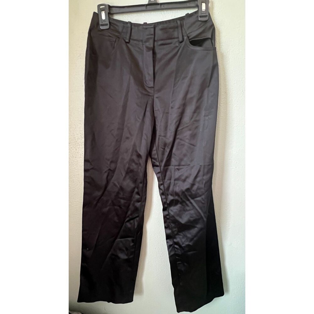St. John's Evening Jet Black Satin Pants Size 2